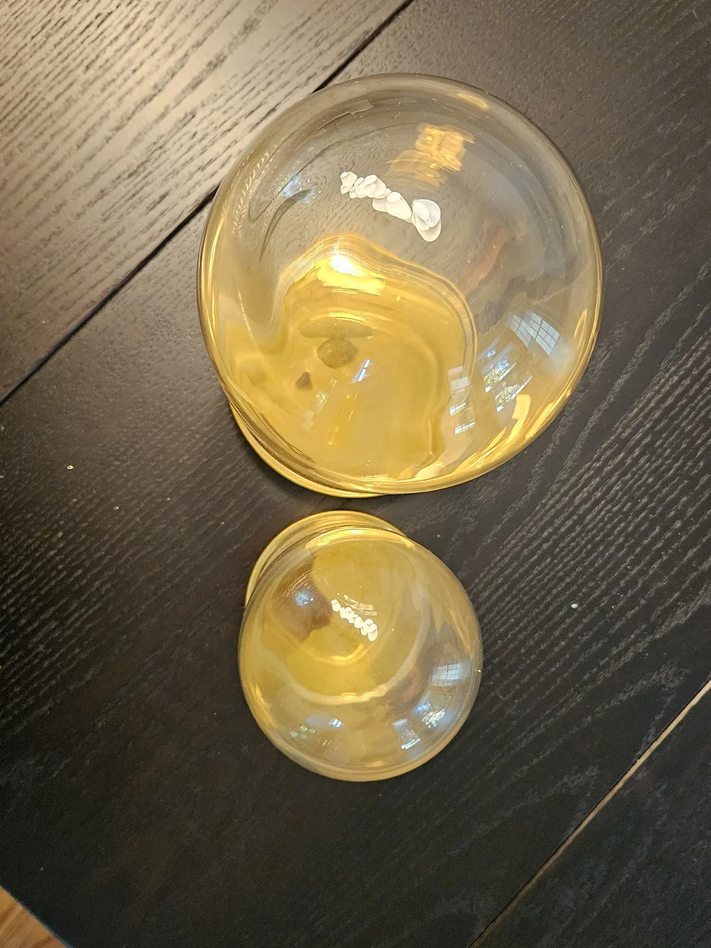 Set of Two Glass Dome Cloche with Gold Base - Clear/Gold